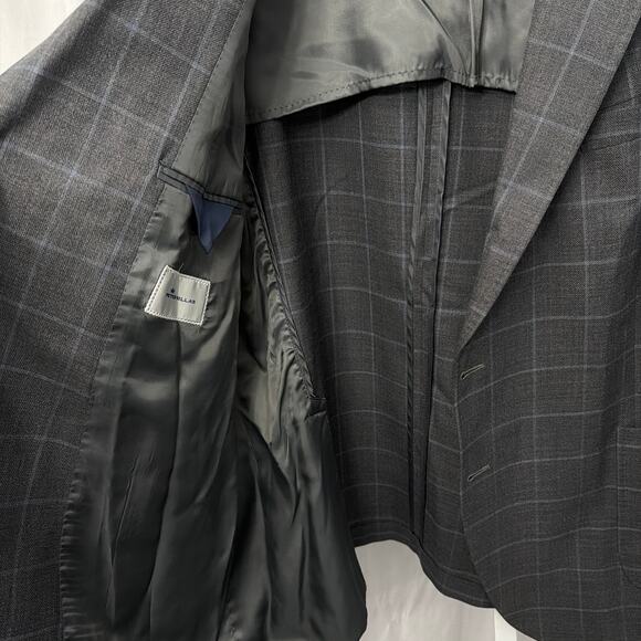 Peter Millar Blazer 50T Wool Unstructured Windowpane Gray Blue Sport Coat - Picture 4 of 12